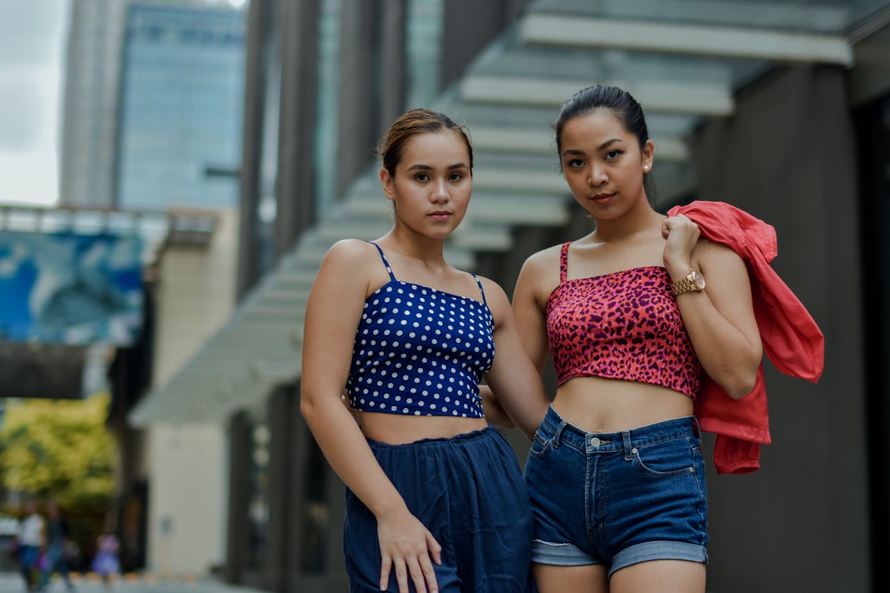 services-01 Stylish women posing in the city wearing casual summer outfits.